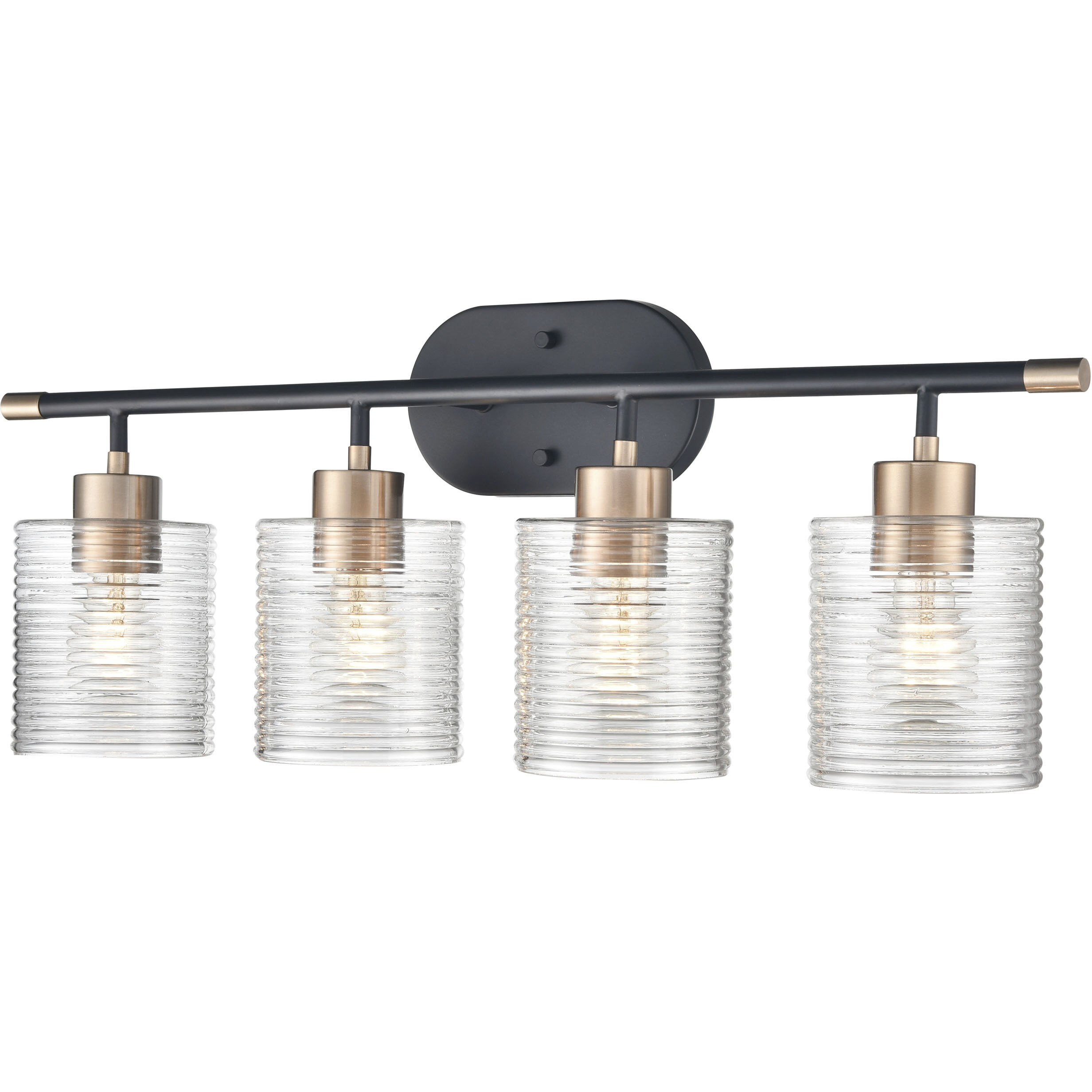 Renitta 4 Light 28.25 inch Matte Black/Modern Gold Bathroom Vanity Light Wall Light